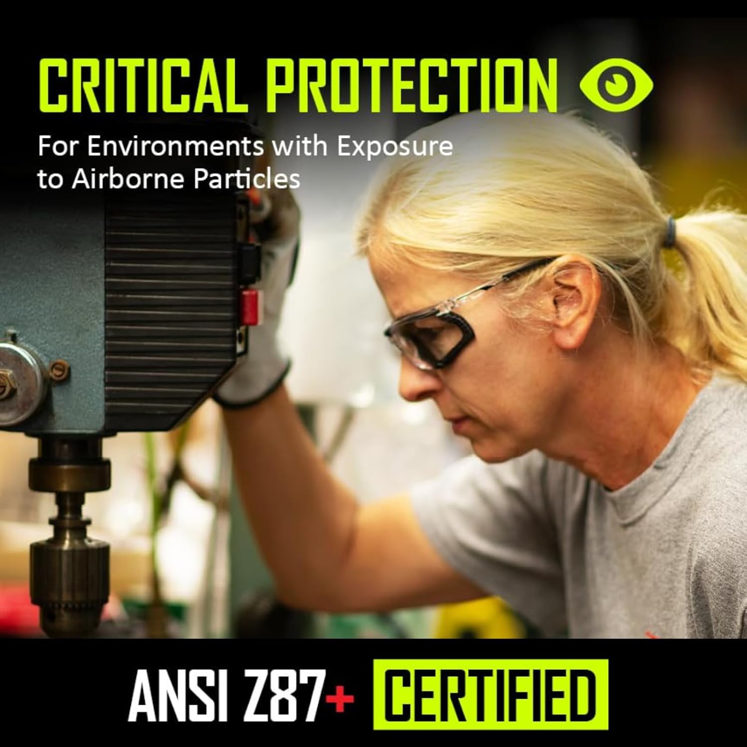 Gemstone Onyx Foam Lined Safety Glasses, ANSI Z87.1, Removable Foam Seal Blocks Dust & Debris, Anti-Fog UV