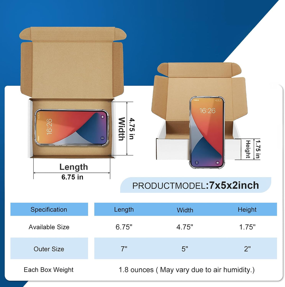 Small Packaging Boxes 25 Pack 7x5x2 Inches- White Cardboard Shipping Boxes, Corrugated Mailer Boxes for Small