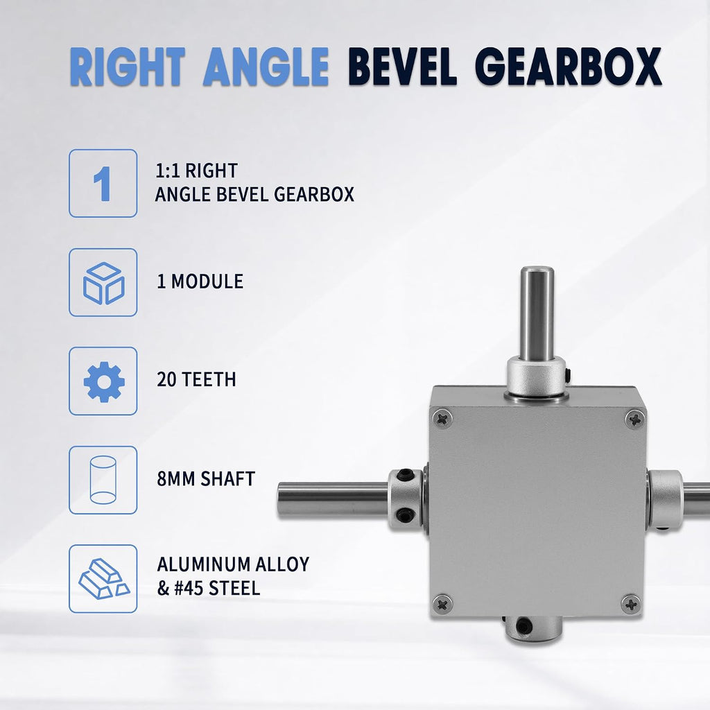 90 Degree Right Angle Bevel Gearbox 1:1 Forward Reverse Double Output Shaft