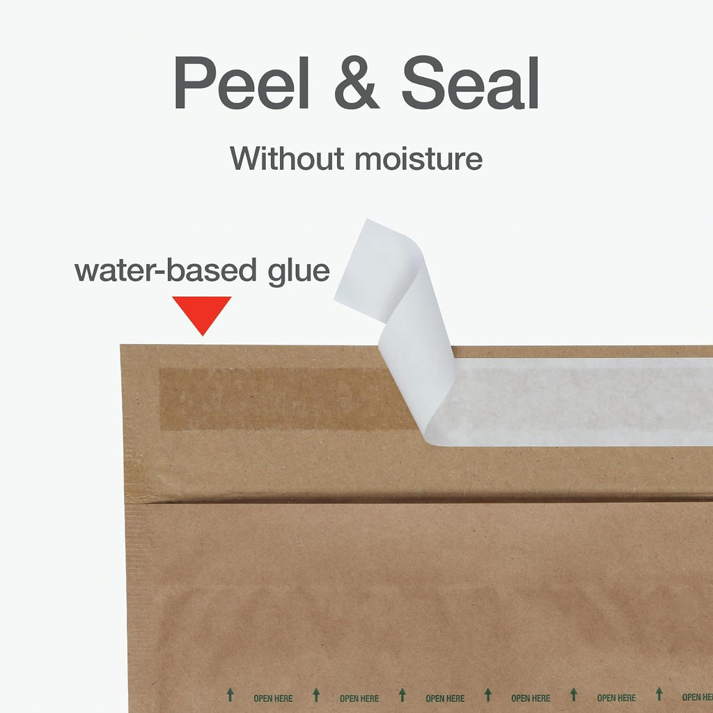 8 x 13 Curbside Recyclable Mailers, Brown Kraft Paper Padded Mailers, Self Seal Closure is Made with Water Based