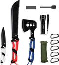 Hatchet and Machete Knife Set with Sheath | One-Piece Axe & Hunting Knives, Paracord Handle, Zoomable Flashlight &