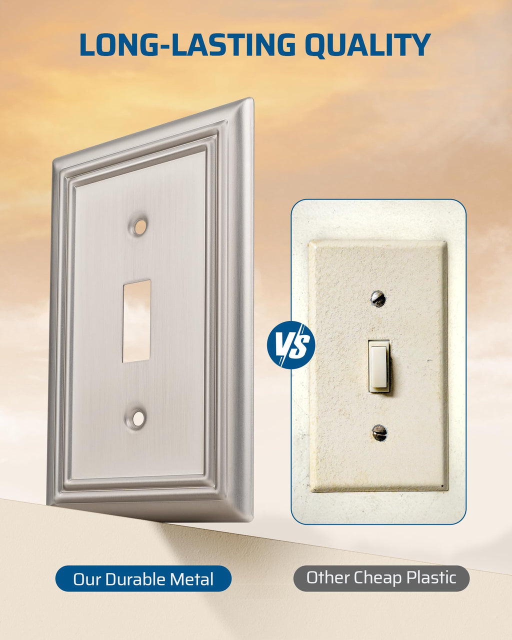 DEWENWILS Metal Wall Plate, Single Toggle Switch Cover, Brushed Nickel