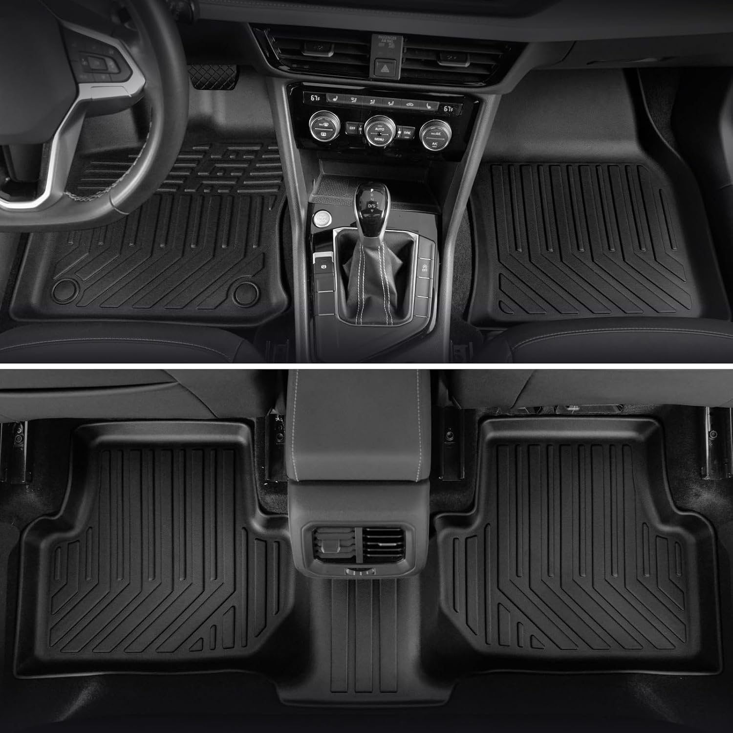 Floor Mats for Volkswagen Taos FWD 2022-2025 2026, All Weather Floor Mats Trunk Cargo Liner with Backrest Protectors