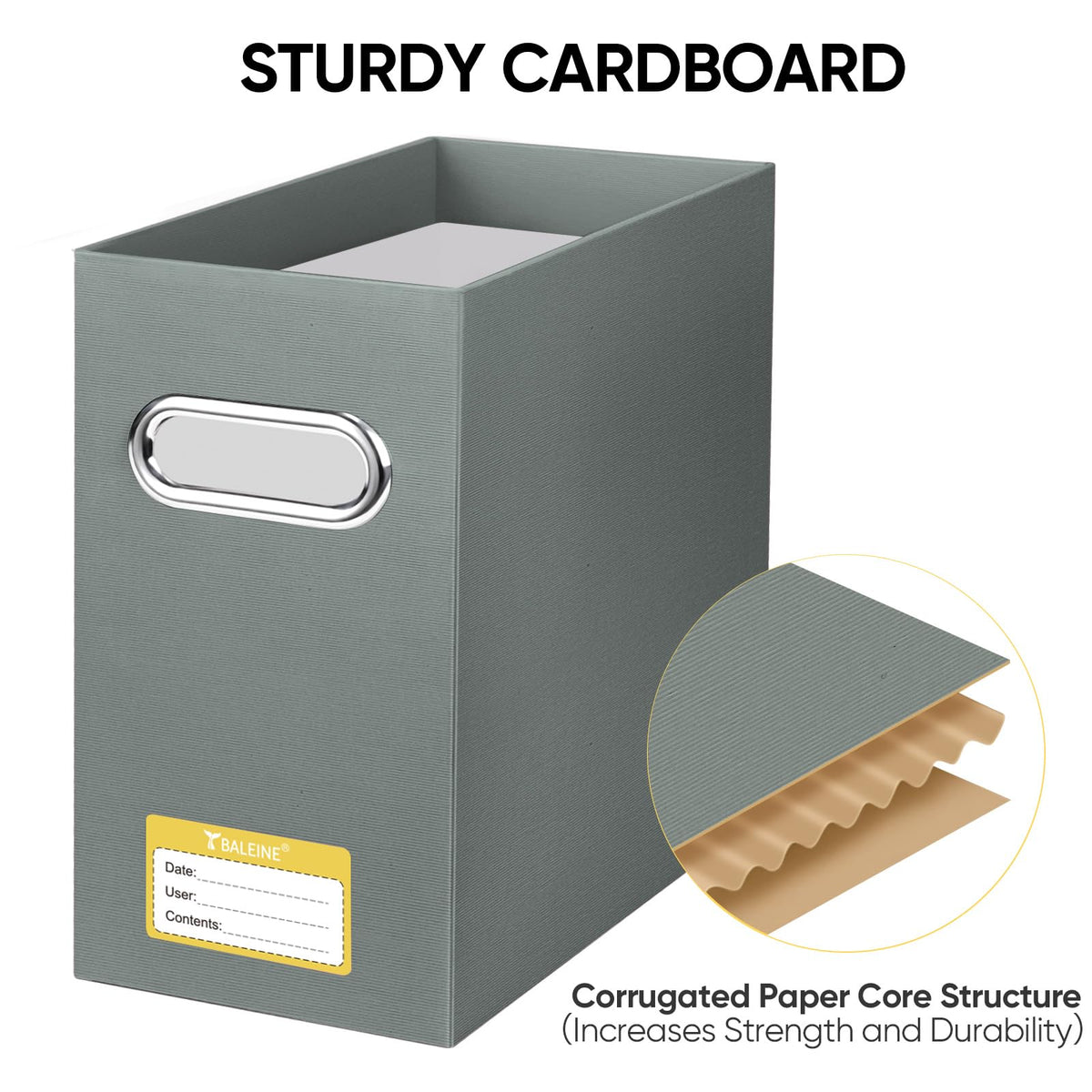 2PK File Organizer Box, Cardboard File Folder Organizer with Handle