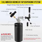 128oz Black Mini Keg Growler Portable Draft Beer Dispenser System