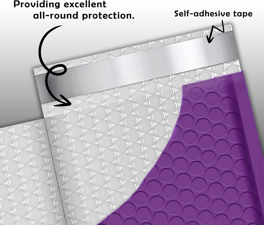 Purple Poly Bubble Mailers 4x8 50 Pack Usable 4x7