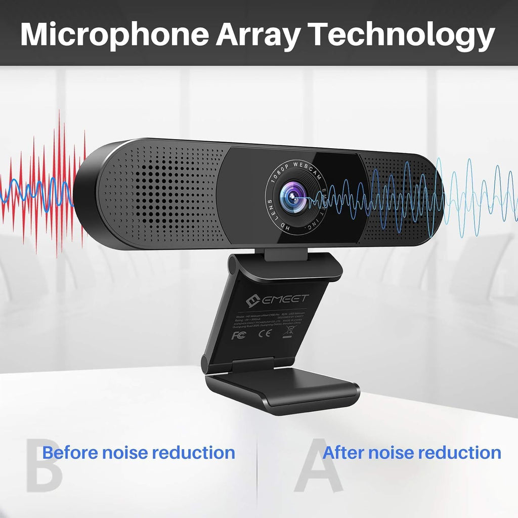 C980 PRO 3-in-1 1080P Webcam with Microphone and Speaker, 60°-98° FOV | Wide Angle Webcam w/ 4 Noise Cancel Mics 2