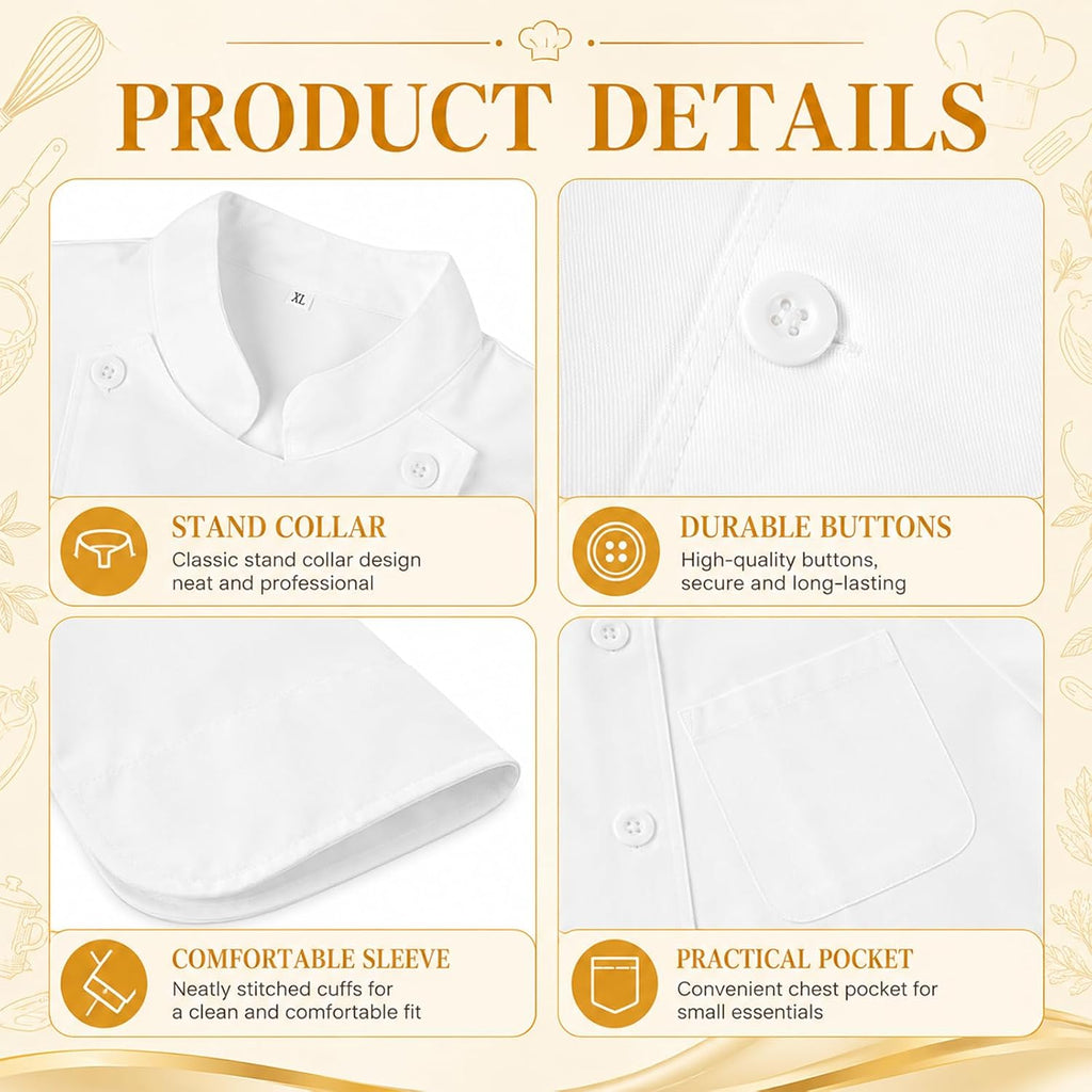 4 Pcs Halloween Mouse Chef Costume Set Inclued Chef Jacket,Tail Hat,Apron and Spoon for Men Women Cosplay Party