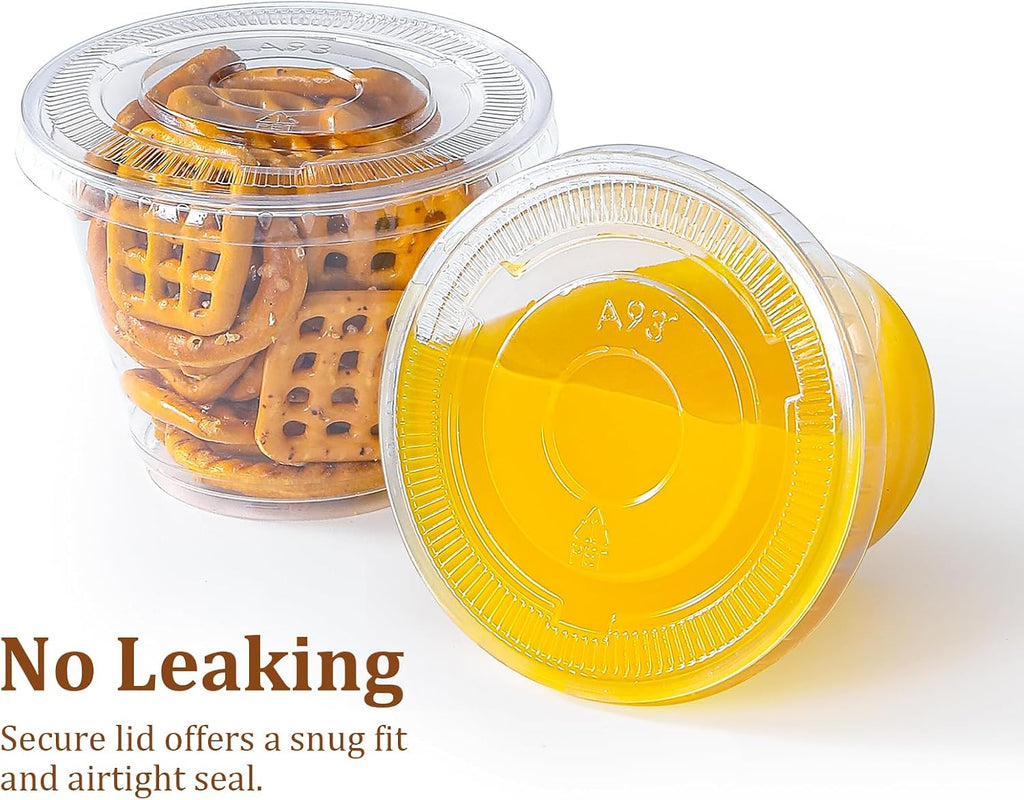 [50 Sets, 9 oz Clear Plastic Cups With Flat Lids No Hole, Disposable Cups With Lids for Ice Cream, Pudding, Cake