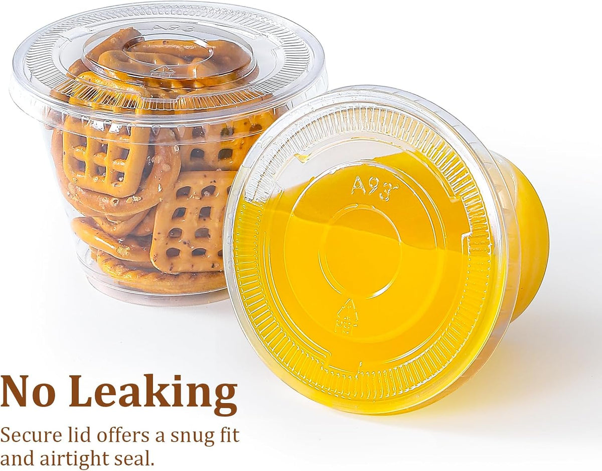 [50 Sets, 9 oz Clear Plastic Cups With Flat Lids No Hole, Disposable Cups With Lids for Ice Cream, Pudding, Cake
