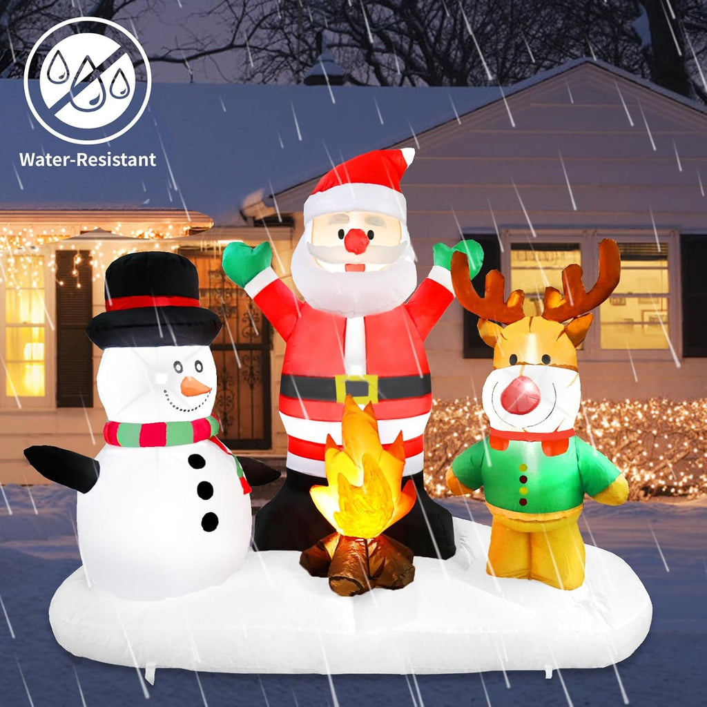 5Ft Christmas Inflatable Santa Claus Snowman Reindeer Campfire Inflatable Christmas Blows up Yard Decoration with