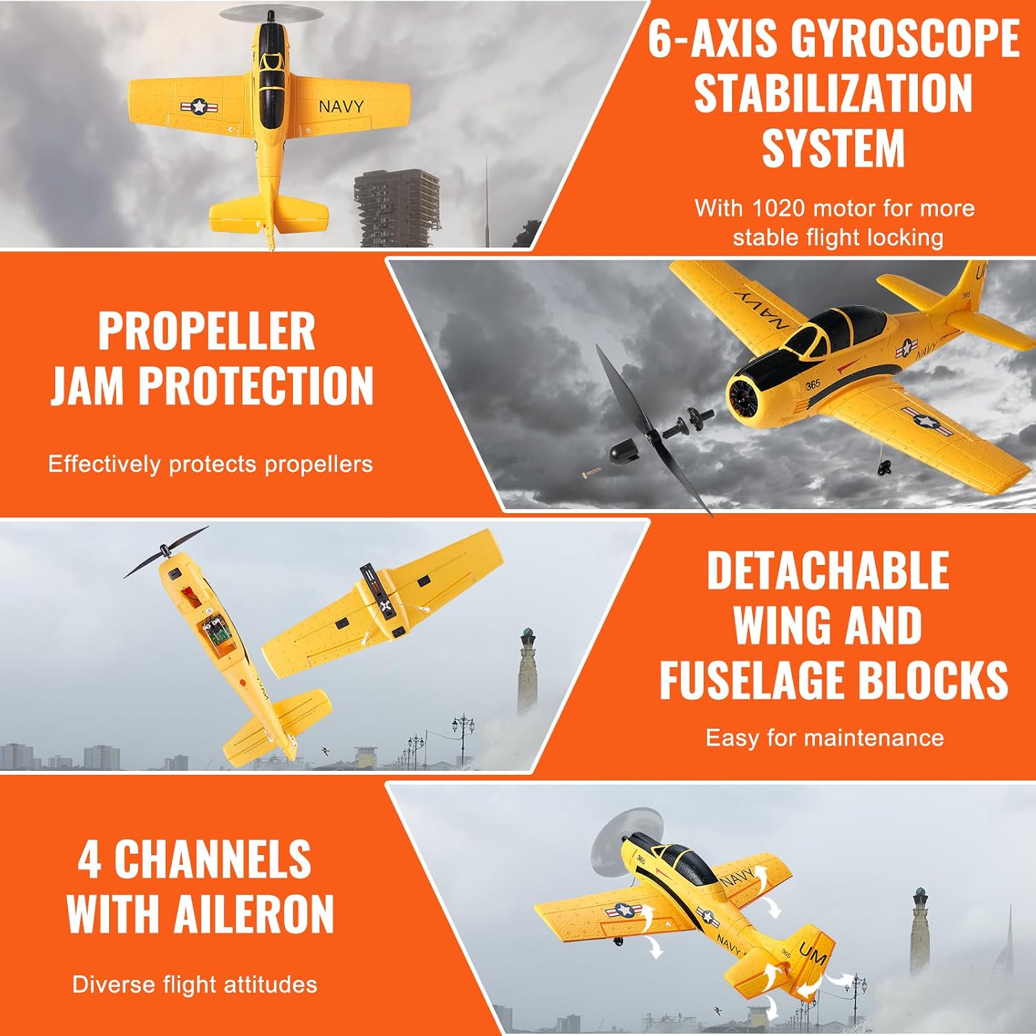 RC Plane, 2.4GHZ 4 Channel RC Airplane with 6-Axis Gyro Stabilizer&2 Batteries, Ready to Fly T28 Trainer Aircraft