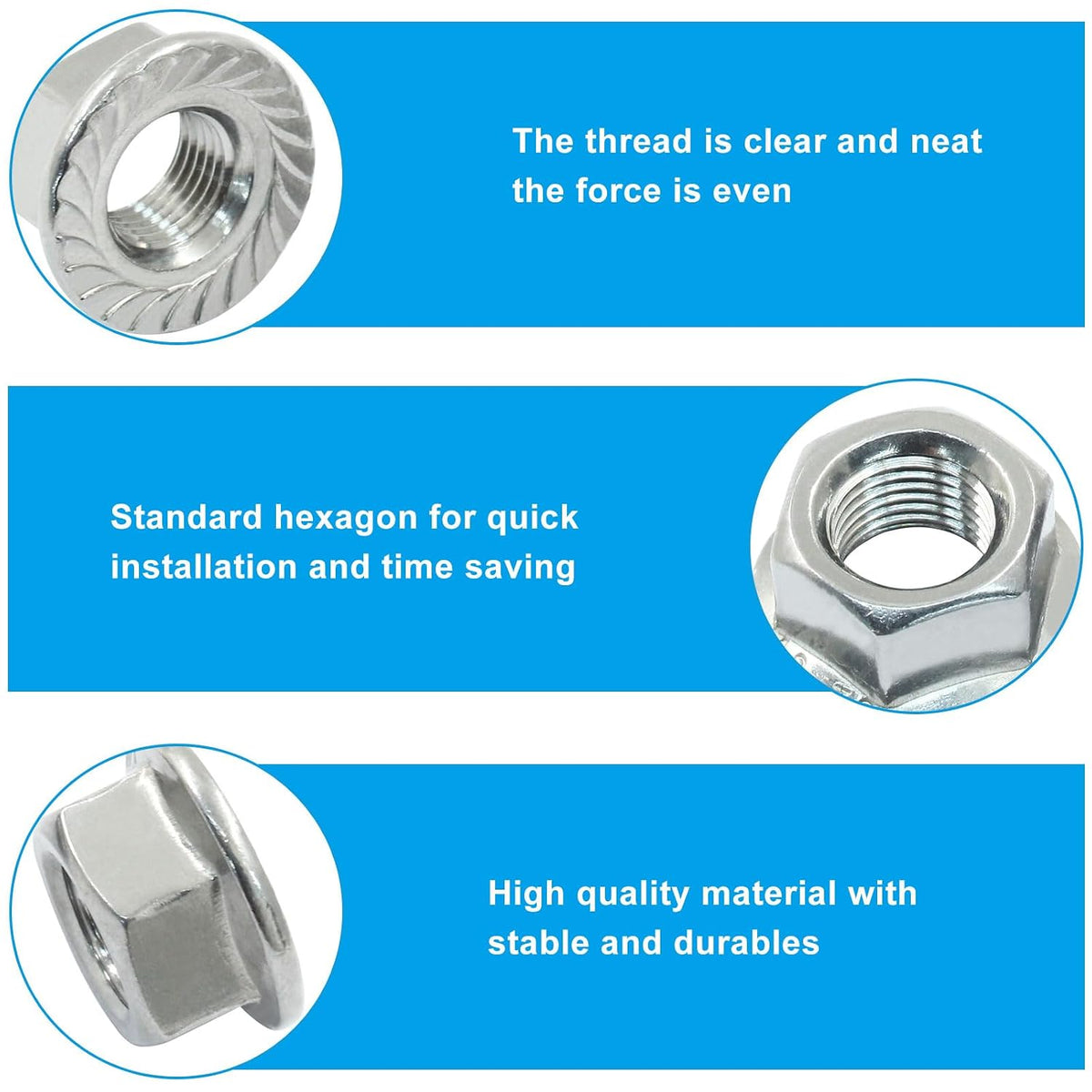 M10/1mm Serrated Flange Hex Nuts, 5Pcs