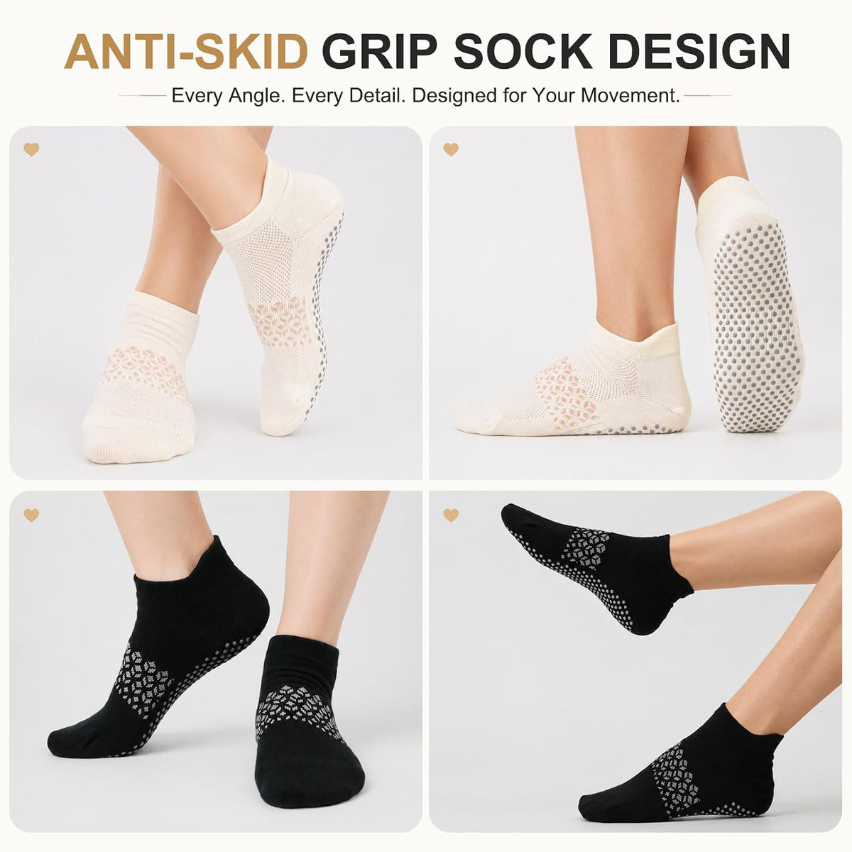 Pilates Socks for Women, Ankle Grip Yoga Non Slip Socks Gift Box