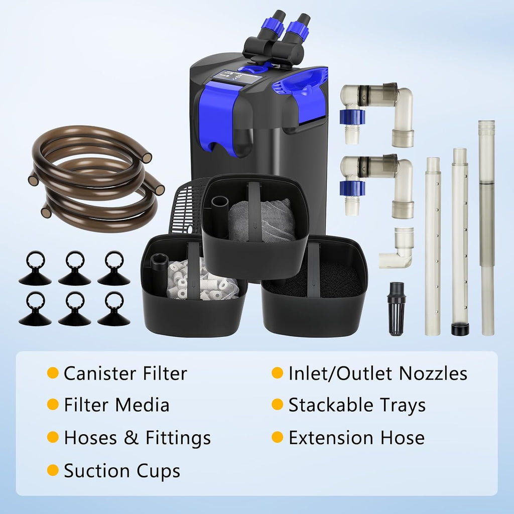 Canister Filters,317GPH Self-Priming External Fish Tank Filter