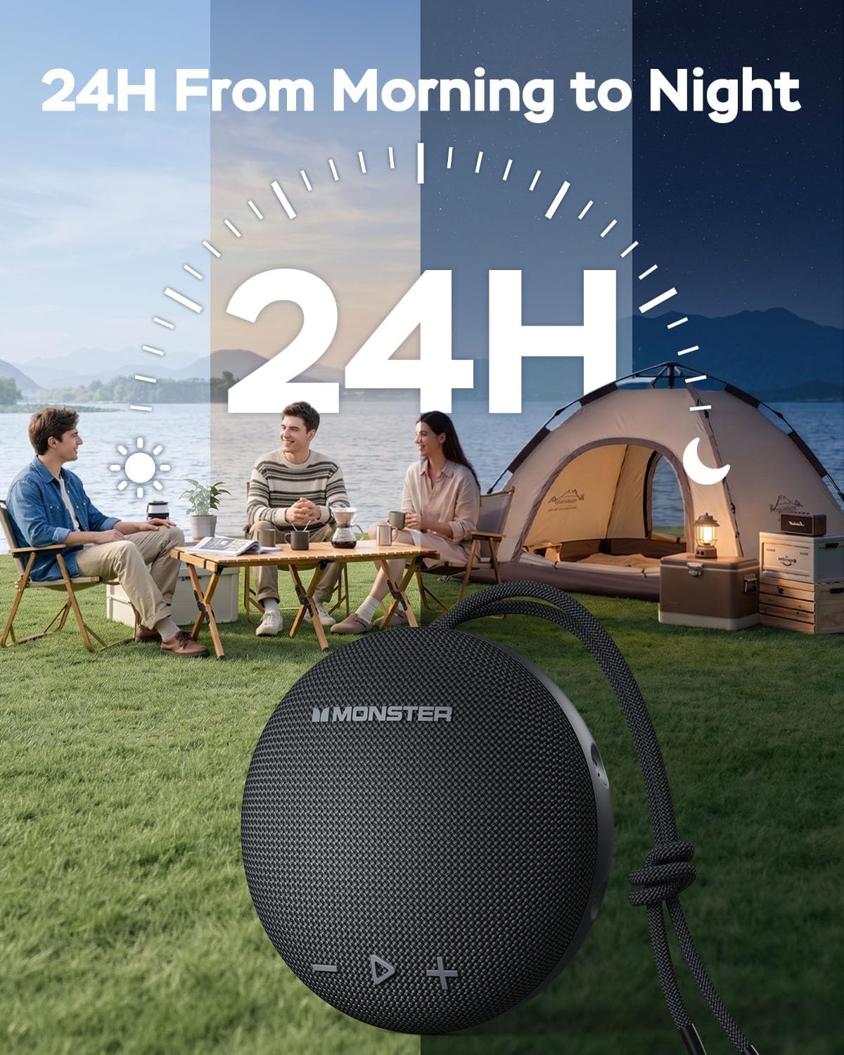 35W (peak) Monster Bluetooth Speaker, IPX8 Shower Speaker Waterproof, Bluetooth 5.4 with Loud HD Sound and Robust