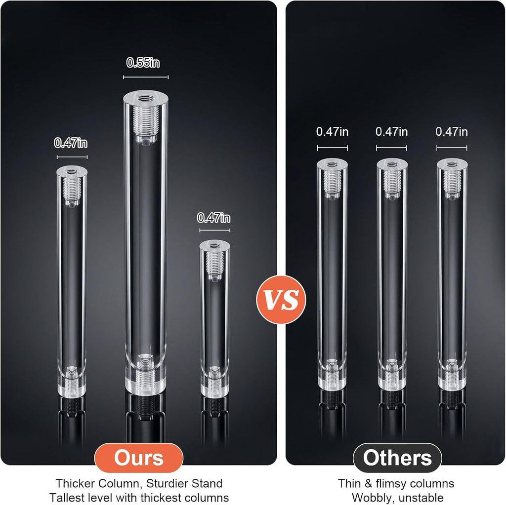 3 Tier Acrylic Display Stand, Clear Display Risers for LEGO Botanicals & Mini Figures, Tabletop Display Shelf for