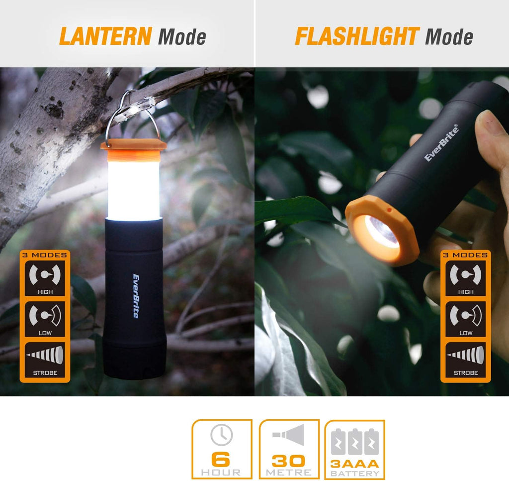 2-in-1 Mini Lanterns and Flashlights with 3 Modes, 2 Pack Portable Outdoor LED Zoomable Torches, Camping Essentials