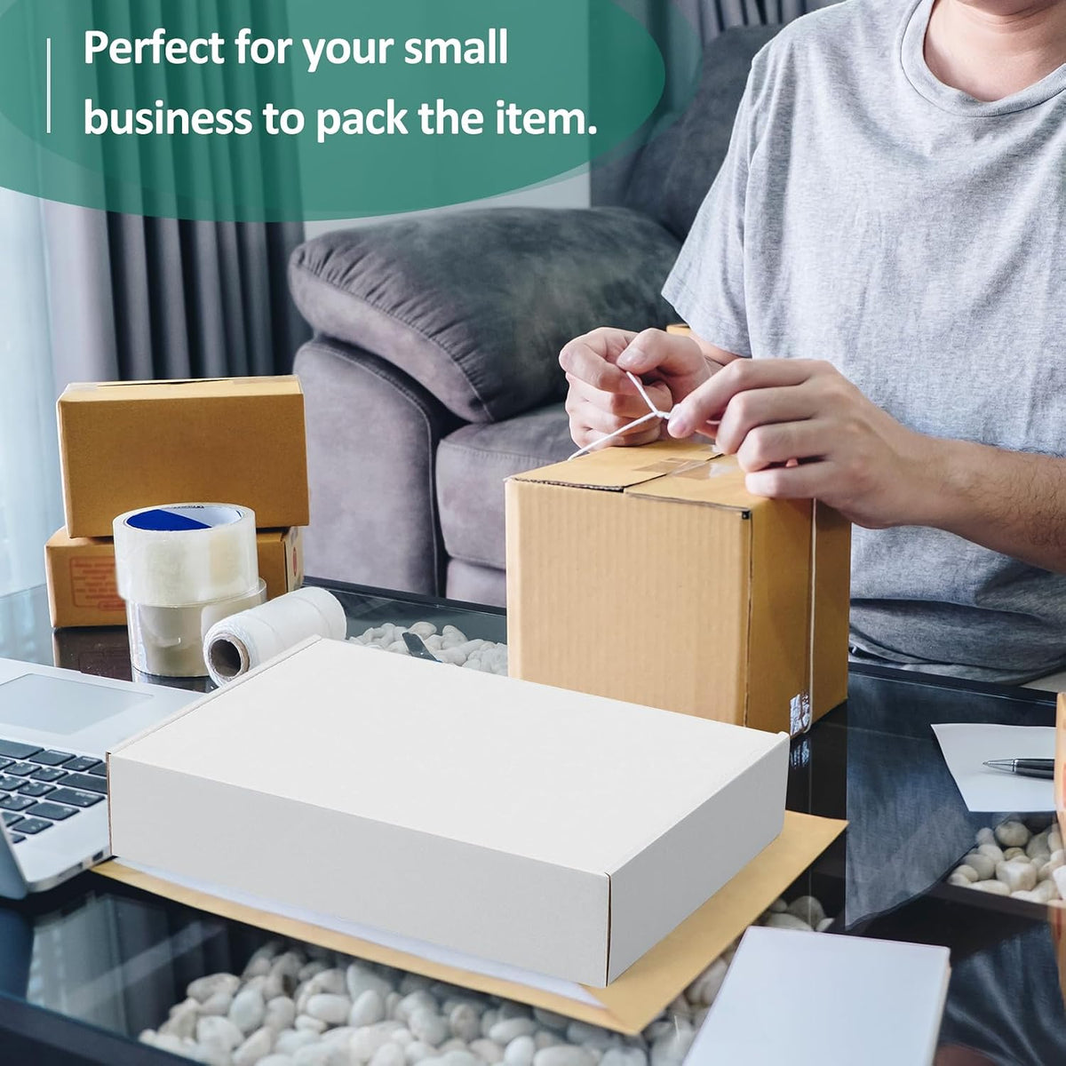 11x8x2" White Shipping Boxes Corrugated Box Mailers 20 Pack Cardboard Shipping Boxes for Small Business, Mailing