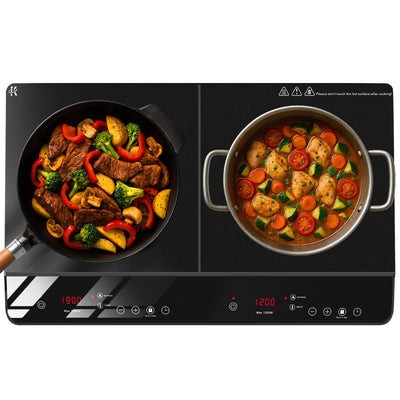 Countertop Induction Cooktop 2 Burners Stove 1800W, 110V Plug in