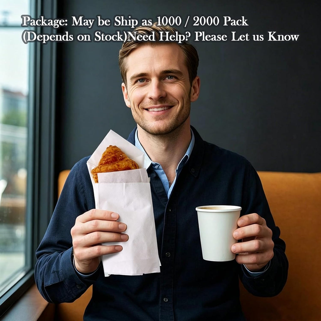 Disposable Paper Napkins, 1-Ply 6.5x6.5 Folded, 2000 Count, White