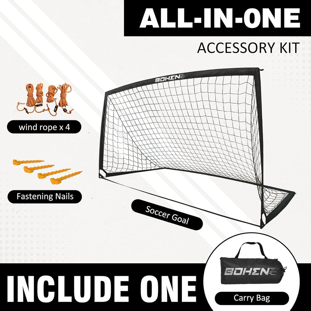 Soccer Goals for Backyard, 6x4 / 9x5 FT Soccer Net with Target Gate | Easy Set Up, Foldable Frame, Stable Poles and