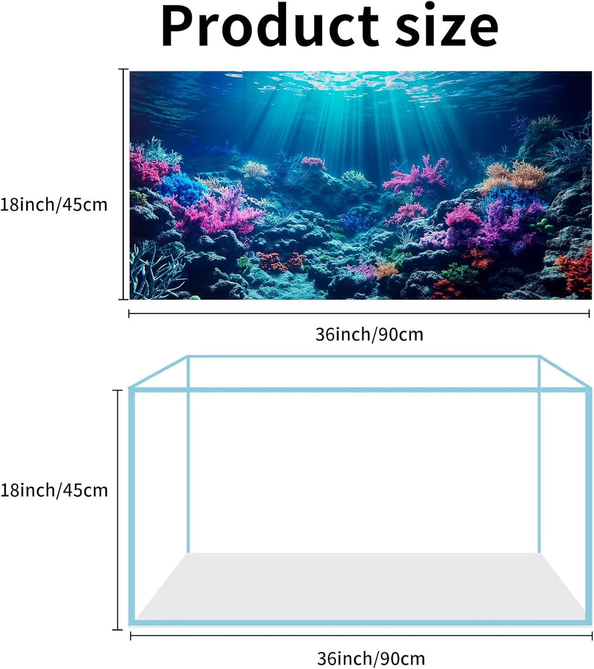 3 Pack Aquarium Background, 36x18 inch Polyester Aquarium Background