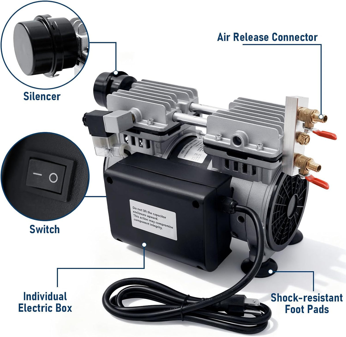 Pond Aerator, 550W 3/4 HP Air Compressor with Timer & Valves, 5.2 CFM for Up to 3 Acre 50ft Deep Lake, Outdoor Pond