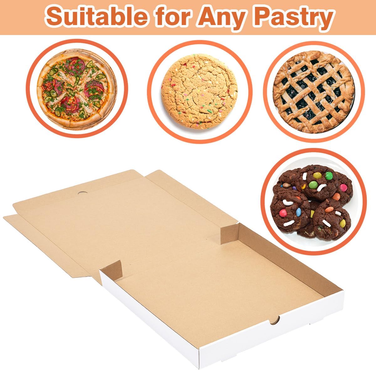 12x12x2 Inch 10 Pack Corrugated Pizza Boxes,Heavy Duty Cardboard Pizza Boxes,Disposable White Boxes for