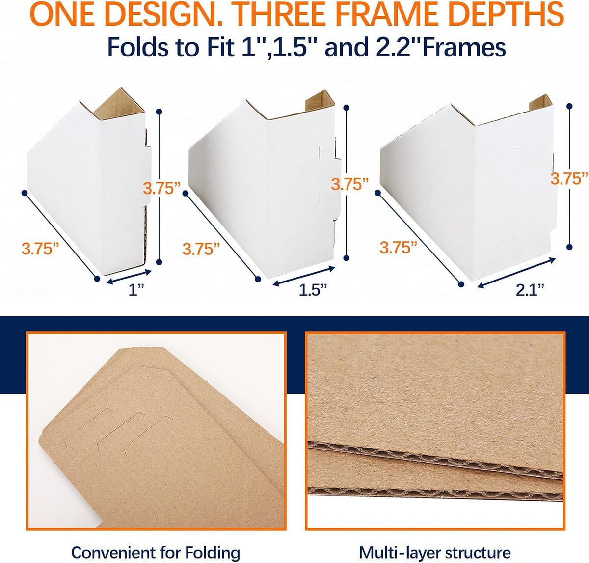 200 Pack Adjustable Cardboard Corner Protectors, Fits 1", 1.5" & 2.1" Frames, Packaging Edge Protectors for Shipping