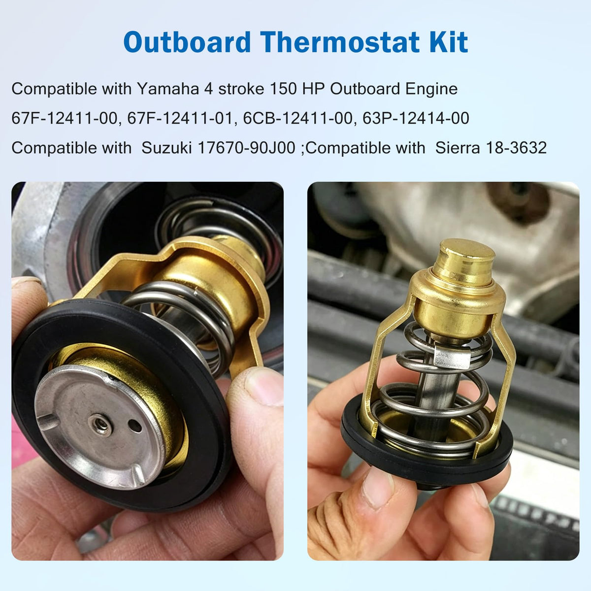 Suifaqi Outboard Thermostat Kit for Suzuki 17670-90J00 and Sierra 18-3632