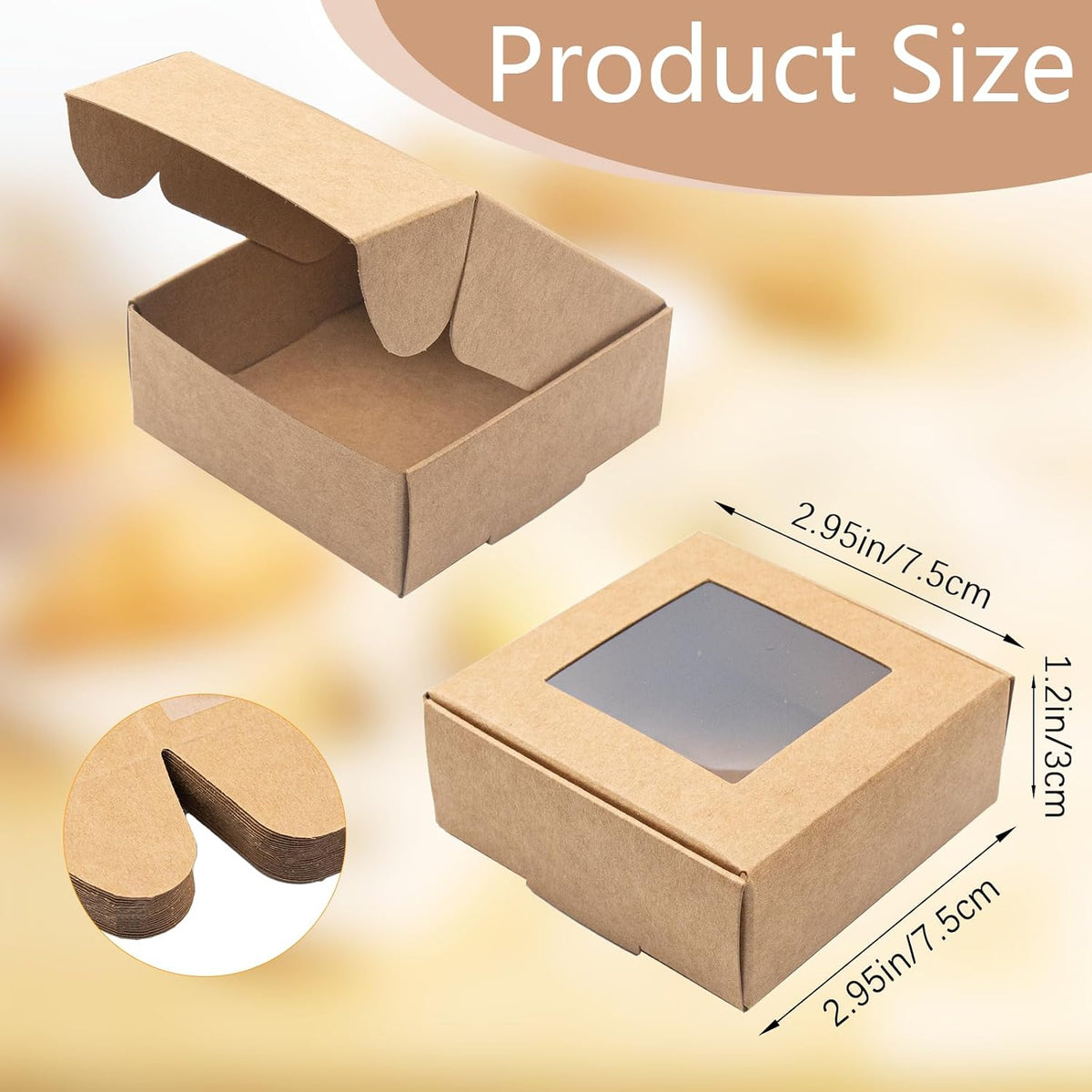 100 Pcs Soap Packaging Boxes with Window Mini Kraft Paper Boxes Bulk Treat Favor Boxes Rectangle Gift Soap Boxes for