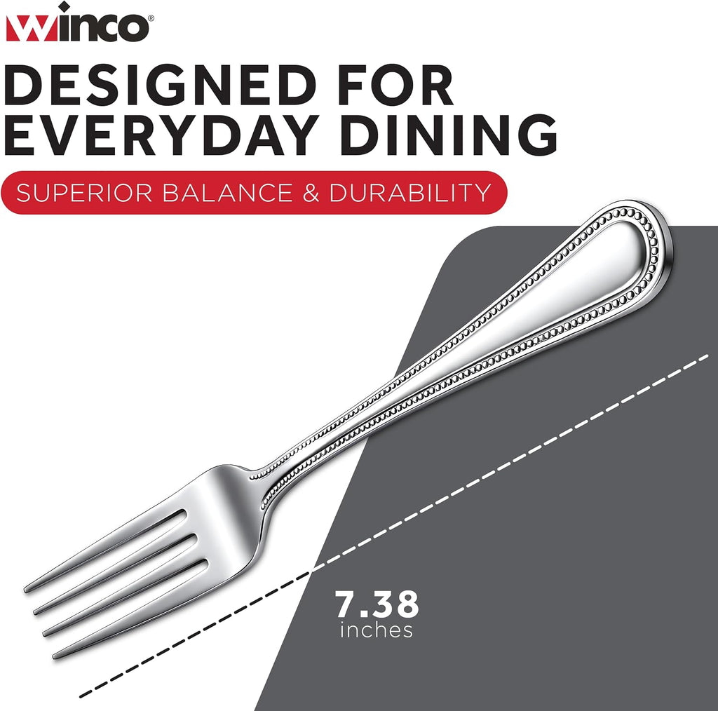 12-Piece Dots Dinner Fork Set, 18-0 Stainless Steel,Silver