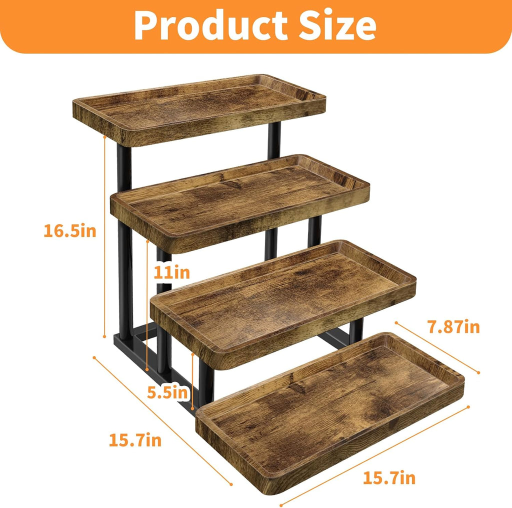 4 Tier Cupcake Stand, 15.7" Large Wooden Serving Tray