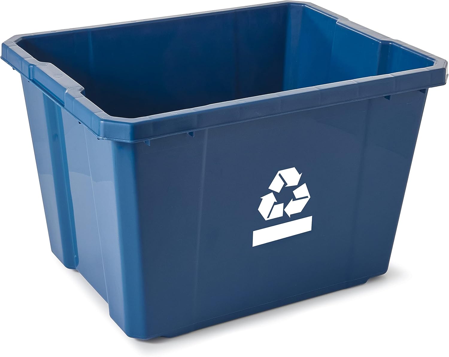 Medium Curbside Blue Box, Plastic 17 Gallon/64 Litre Home Trash Can Refuse and Recycling Bin Container with Built-in