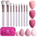 9 Pcs Travel Makeup Brush Set With 7 Pcs Makeup Blending Sponge, Foundation Brush, Mini Makeup Sponge & Case, Luxury