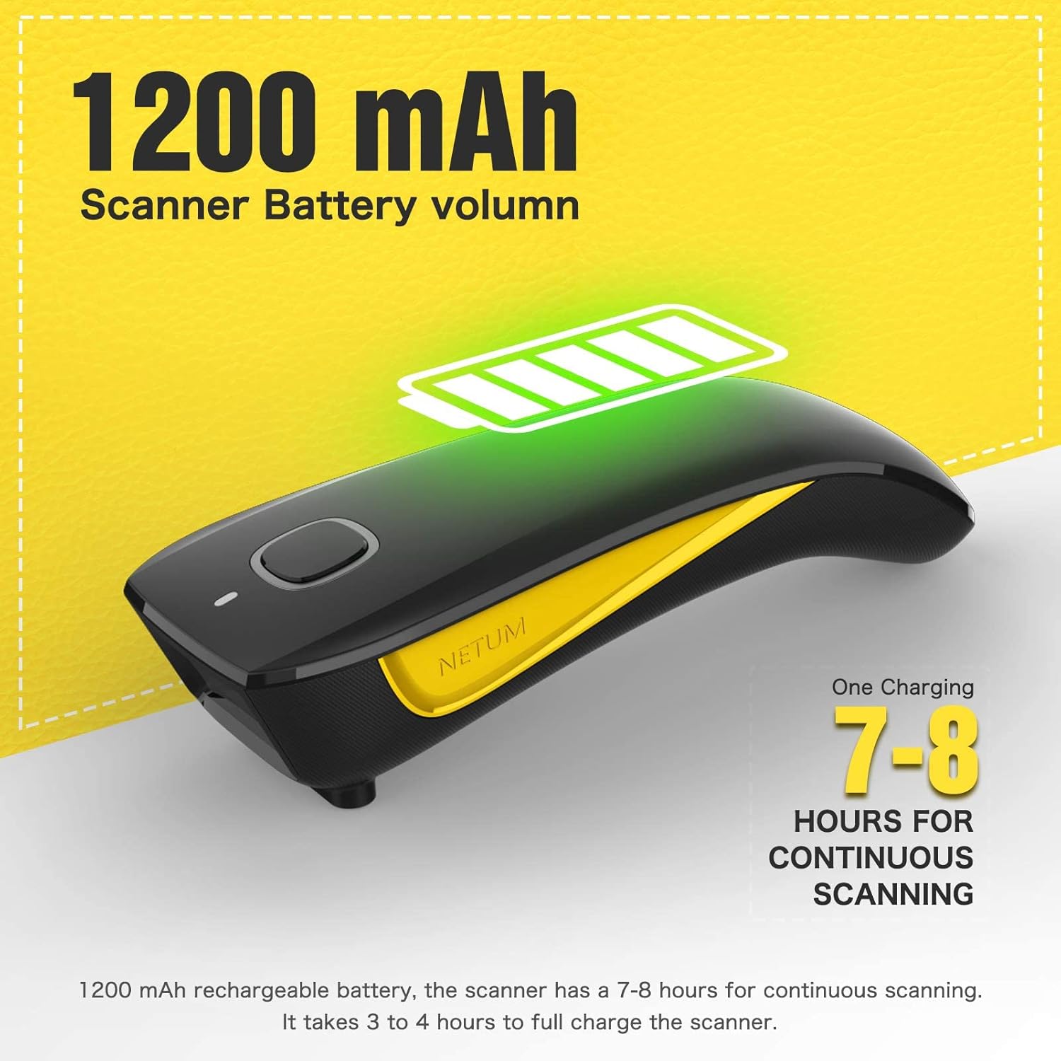 Mini Barcode Scanner Bluetooth Compatible, Portable Bar Code Reader | 1D/2D QR Bar Code Scanner, 2.4G Cordless Image