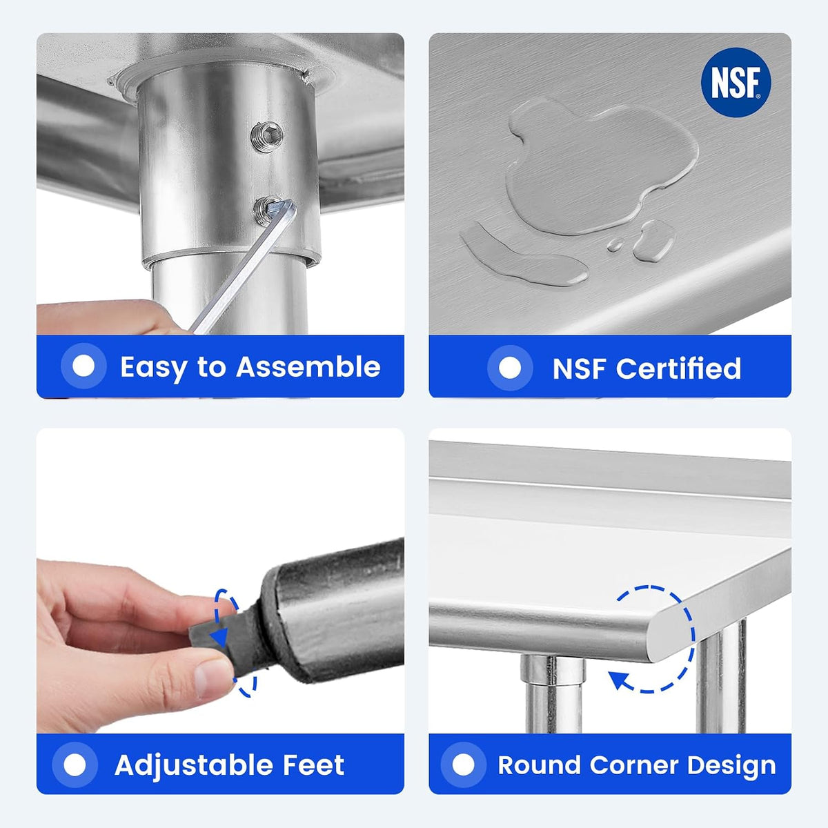 Hally Stainless Steel Table for Prep & Work 30" x 60" with Backsplash NSF