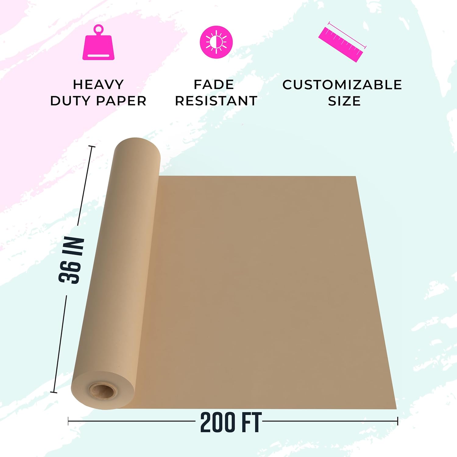 36" x 2,400" (200') Brown Kraft Paper Roll - Made in USA - Craft Paper for Banner Bulletin Board Art Table Covering