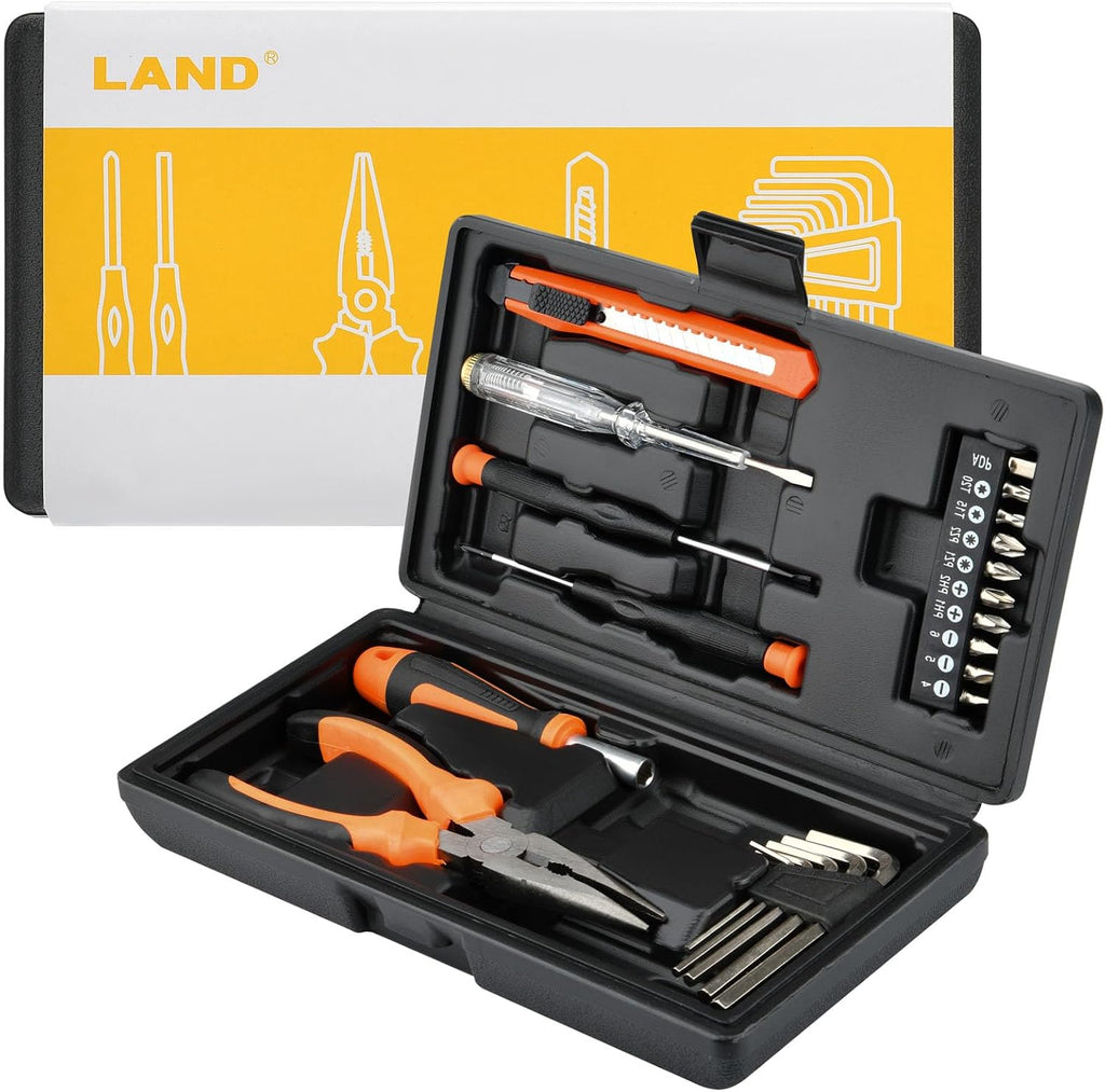 22-Piece Small Tool Kit with Toolbox - Essential Household Tool Set for Home Repair, DIY Projects, Garage & College