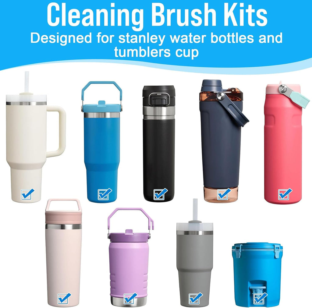 Water Bottle Cleaner Brush Set for Stanley Tumbler 40 oz/30 oz Cup | Multifunctional Bottle Brush and Long Silicone
