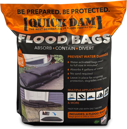 12" x 24" Water Activated Flood Bags, 6-Pack | hese sandless sandbags are water-activated and self-inflating, inner