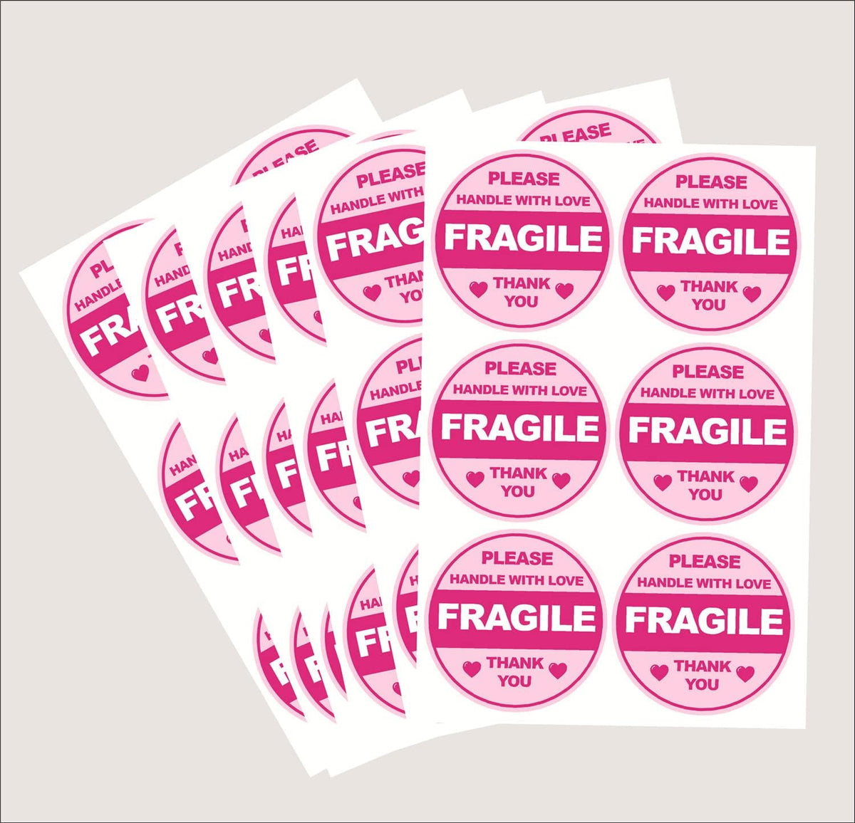 2inch 300pcs Cute Fragile Sticker Handle with Care Thank You Shipping Label