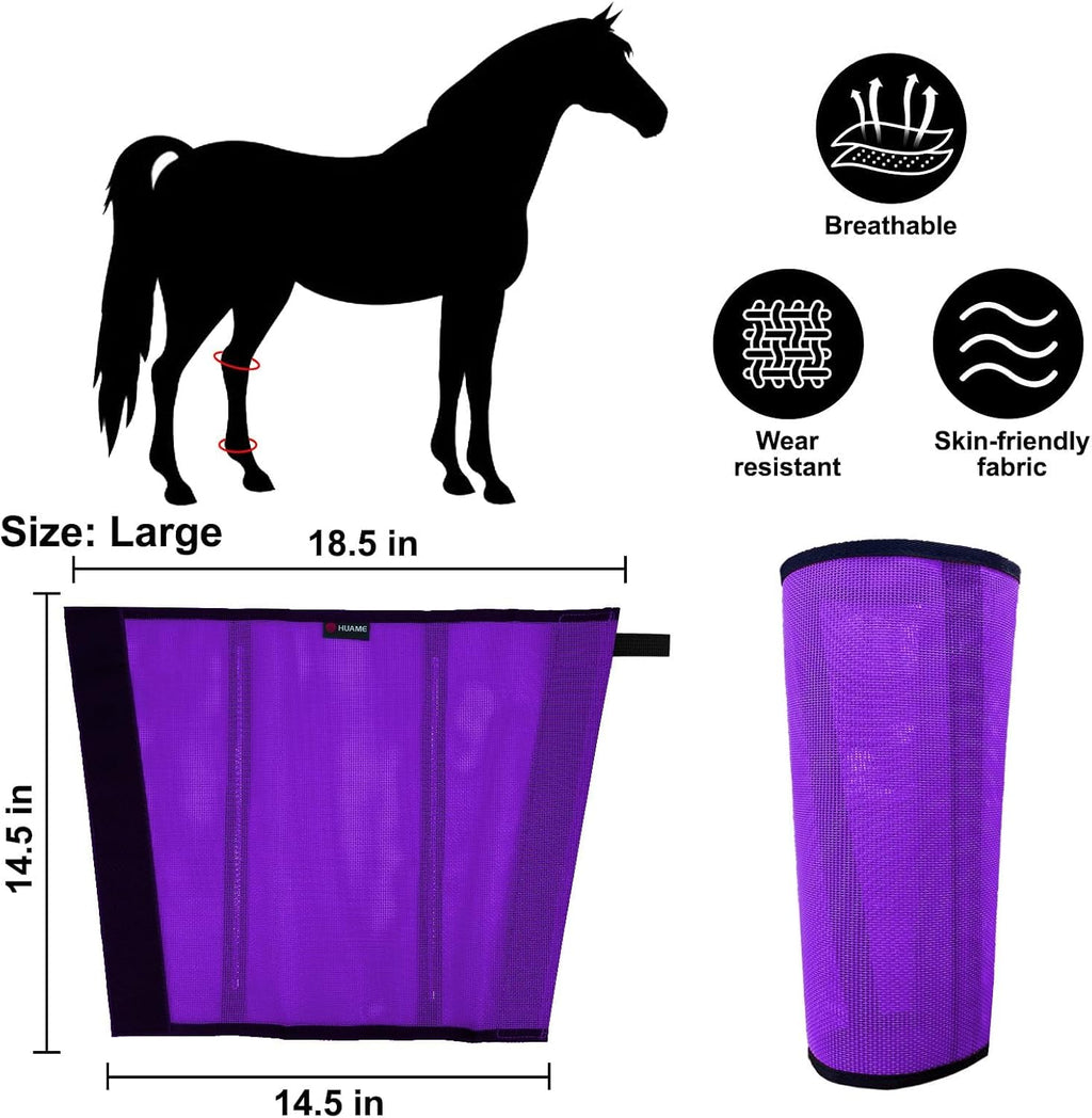 Horse Fly Boots, Breathable Mesh Protection Set of 4, Comfortable Horse Leggings, Breathable Mesh Design, Equine