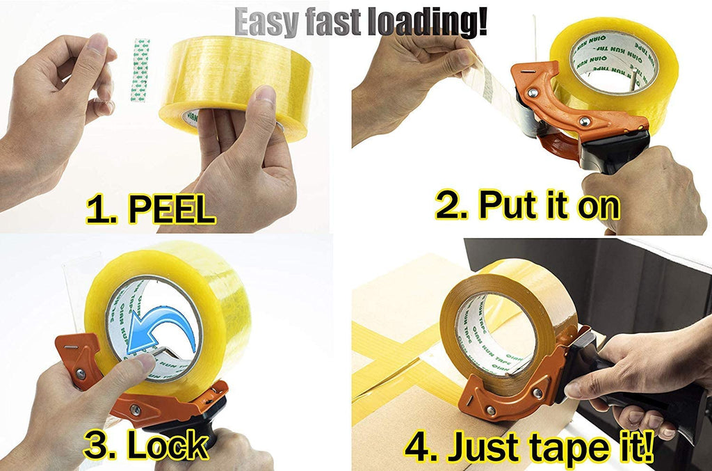 Rapid-Replace Packing Tape Dispenser Gun with Extra Blade by LDS Industry, 2 in (50mm) Lightweight Ergonomic