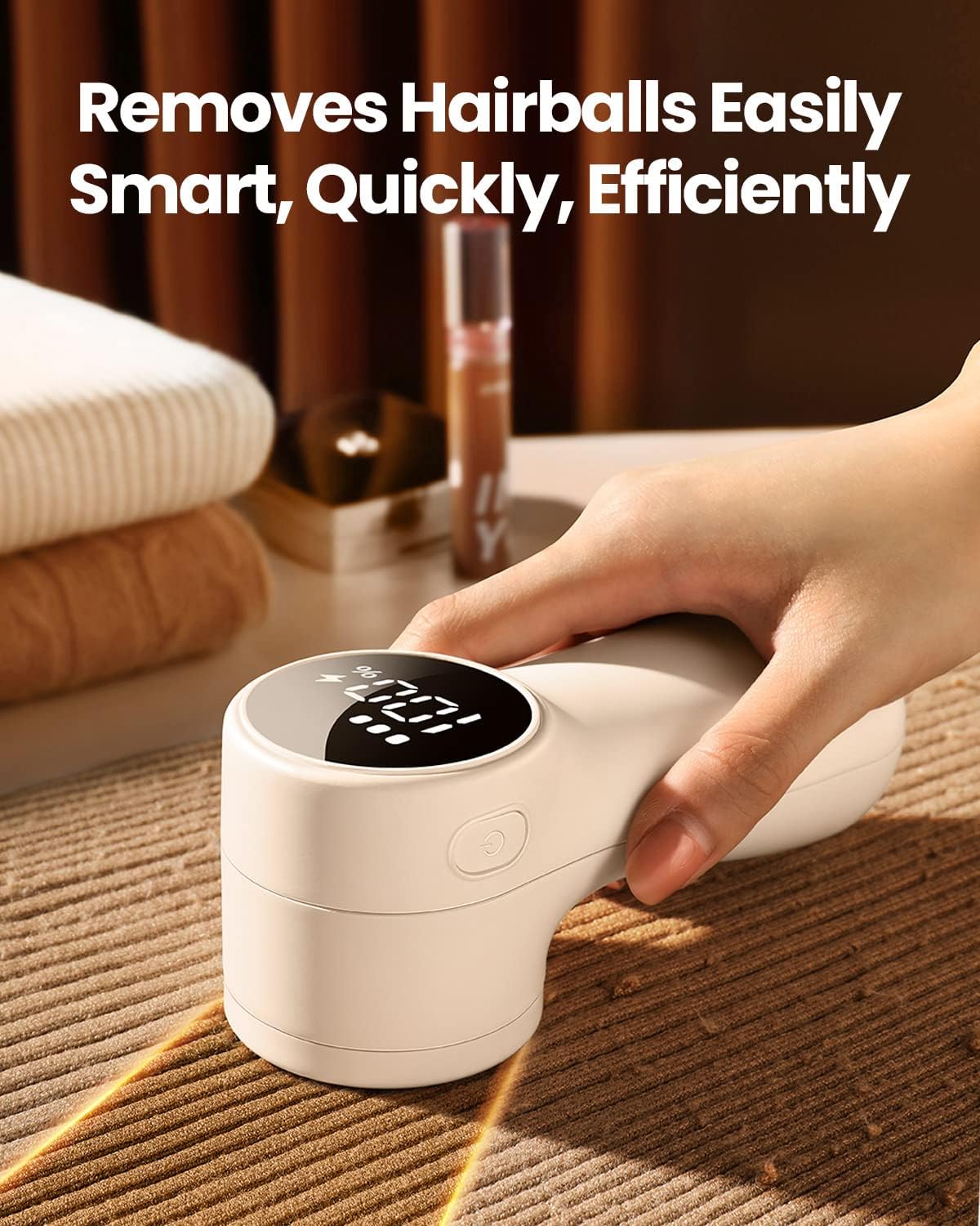 Fabric Shaver Rechargeable Lint Remover, 3 Speeds Sweater Defuzzer | Fuzz Pills Bobbles Trimmer, Cute Digital Screen