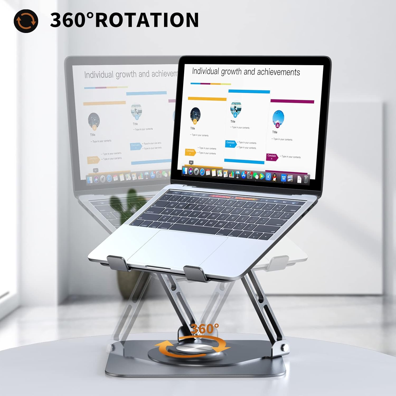 Laptop Stand for Desk, Adjustable Computer Stand with 360° Rotating Base, Ergonomic Laptop Riser for Collaborative