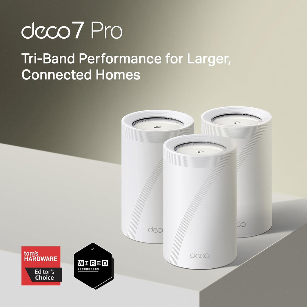 Deco 7 Pro BE14000 Tri-Band Wi-Fi 7 Whole Home Mesh System | 8-Stream 14 Gbps | 10 WAN/LAN Port | Up to 8100 Sq.ft