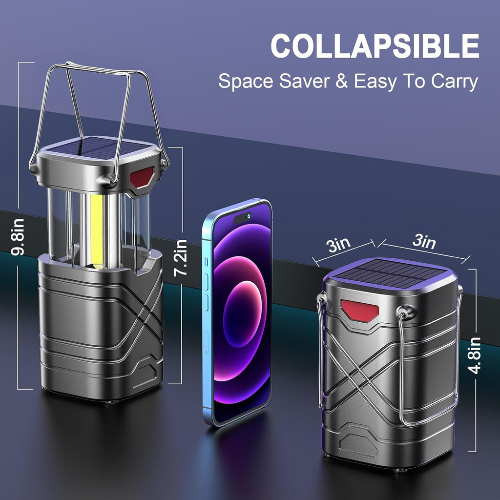 4 Pack Camping Lantern, Rechargeable LED Lanterns, Solar Lantern Battery Powered Hurricane Lantern Flashlights with 3