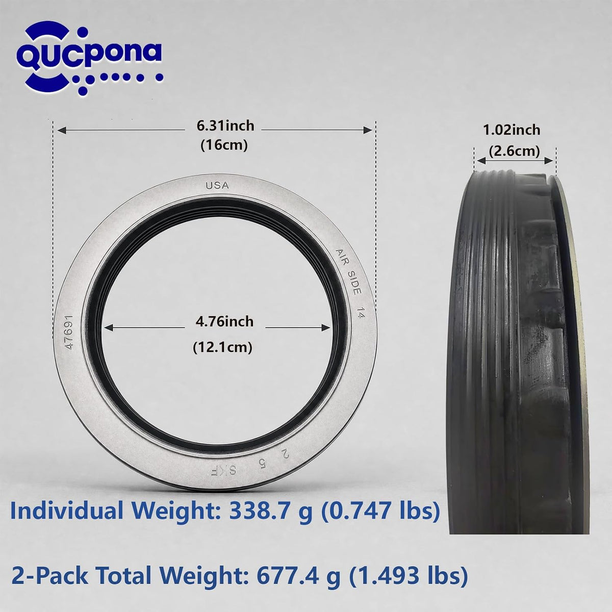 2-Pack QUCpona 47691 Wheel Seal
